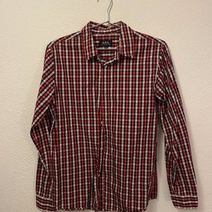 APC Red plaid button up - XS